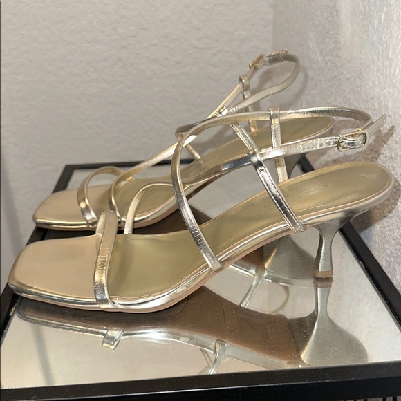 Nine West Metallic Gold Strappy Sandals - Picture 2 of 4